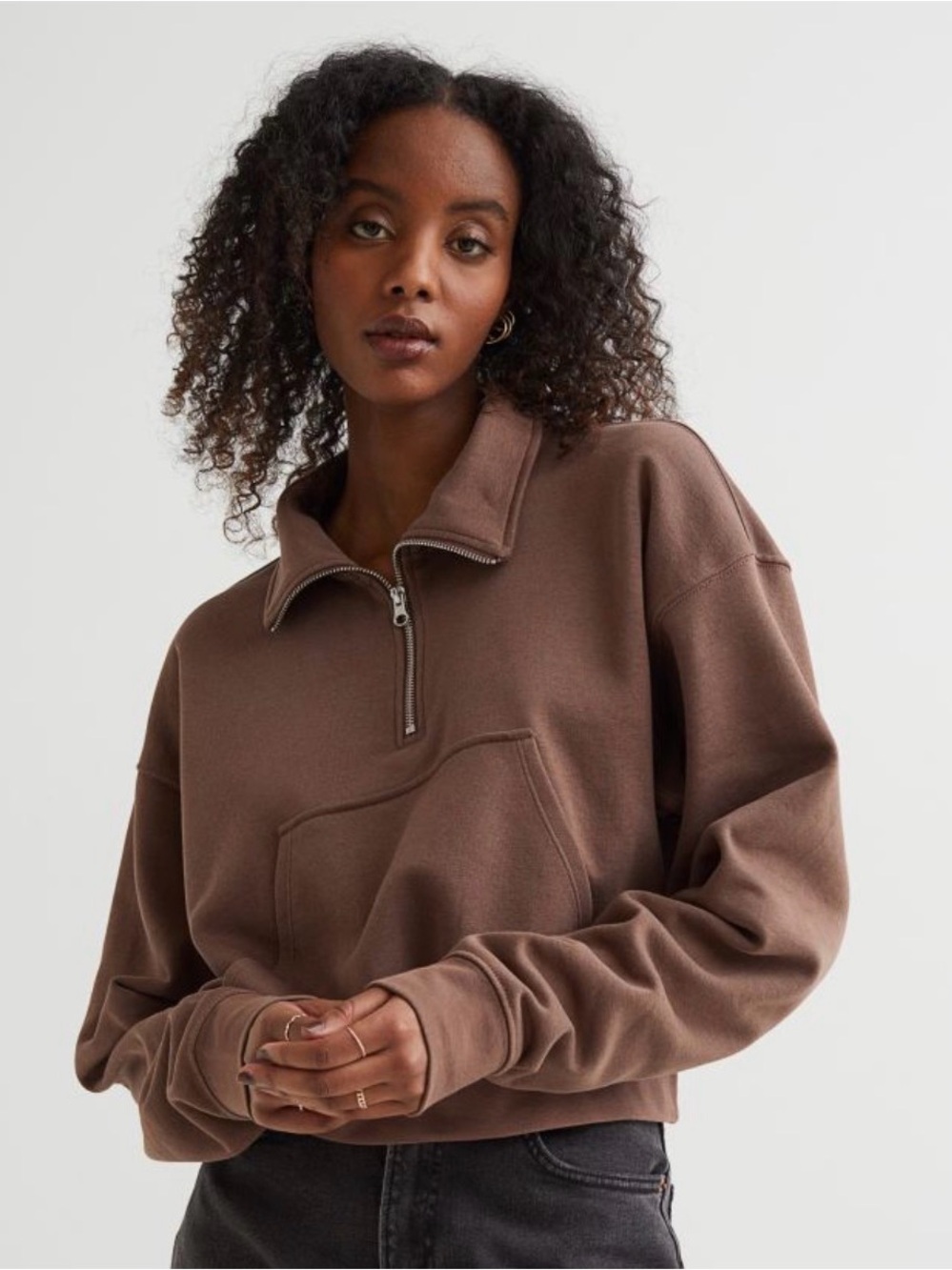 H&M | Chocolate Brown Half-Zip Sweatshirt